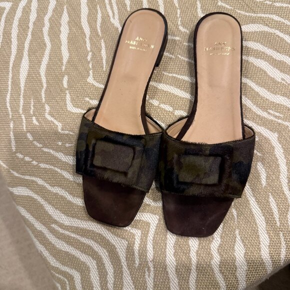 Ann Mashburn Animal hair subtle camo colored sandals - Picture 1 of 3